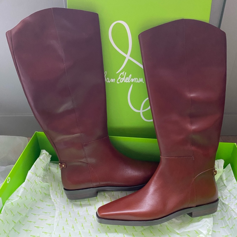 sam edelman Cesar Wide Calf Knee High Riding Boot in Brandy